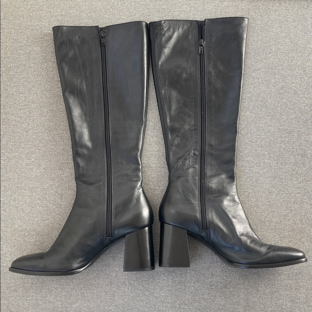Reformation Nylah Knee High Boots Black Leather Size 8 - Picture 5 of 10